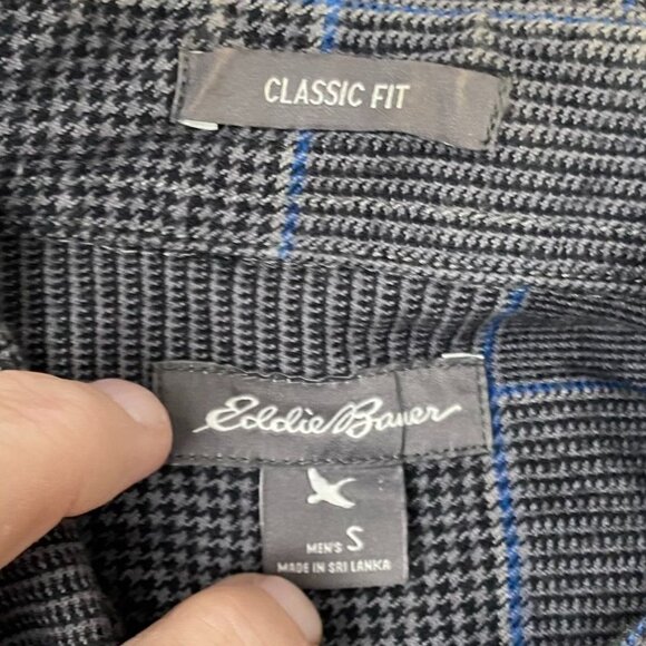 Eddie Bauer Men's Shirt S Classic Fit Gray & Blue Plaid Long-Sleeve Button-Up - Picture 5 of 11